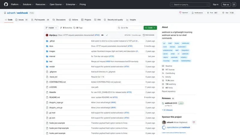 Demo de adnanh/webhook Vista previa de adnanh/webhook
