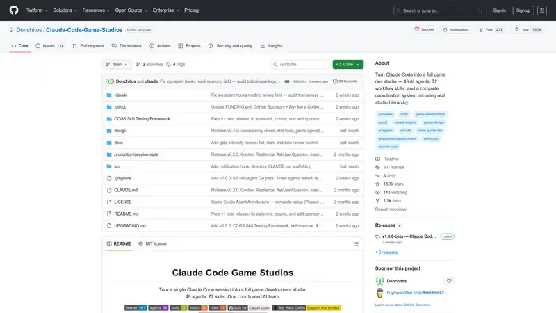 Vista previa de las funcionalidades de Claude Code Game Studios