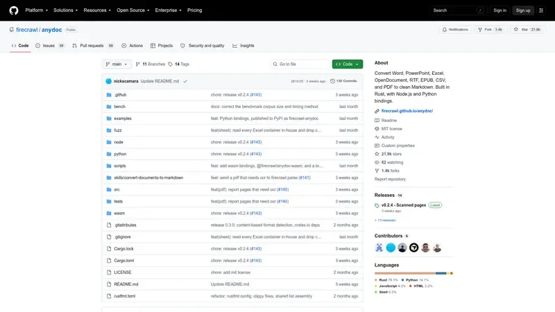 Demo de Anydoc by Firecrawl Vista previa de Anydoc by Firecrawl