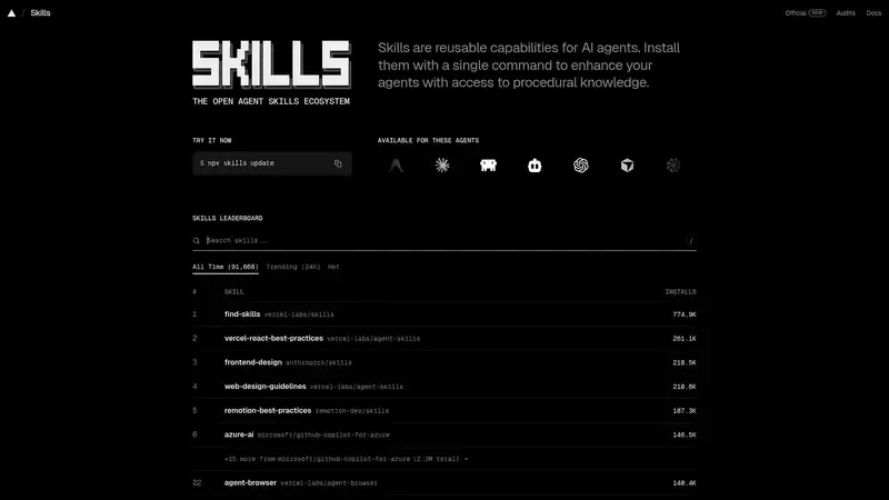 Demo de Skills.sh Vista previa de Skills.sh